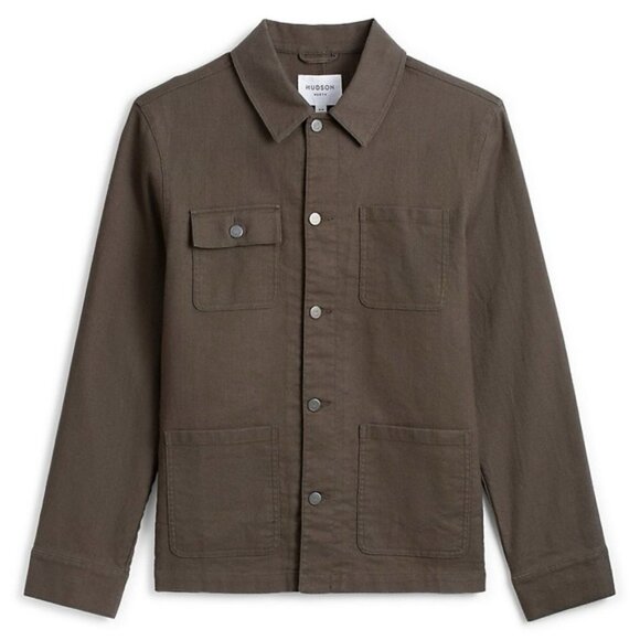 Hudson North The Linen Weekend Lightweight Shirt Jacket Shacket in Khaki Green - Picture 1 of 9